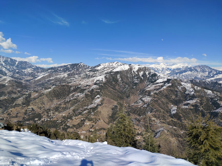 Stunning view of snow-capped mountains under a clear blue sky.